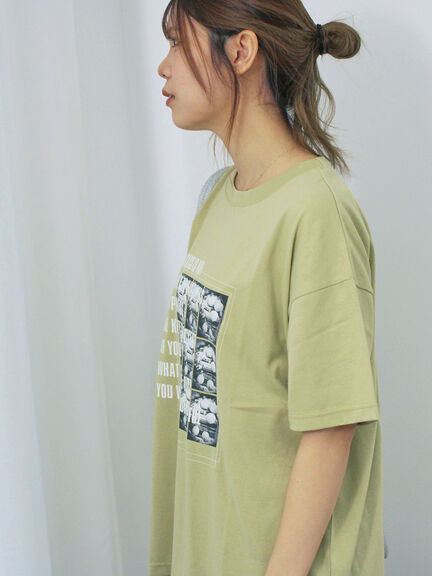 フォトプリントオーバーシルエットTシャツ（オフホワイト/チャコールグレー/グリーン/ブルー）｜ehka sopo（エヘカソポ）通販