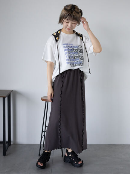 フォトプリントオーバーシルエットTシャツ（オフホワイト/チャコールグレー/グリーン/ブルー）｜ehka sopo（エヘカソポ）通販