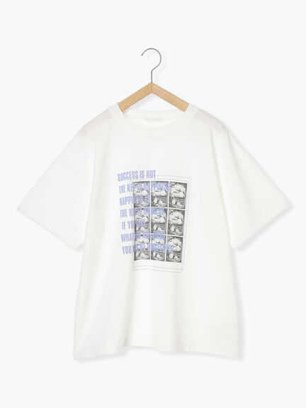 フォトプリントオーバーシルエットTシャツ（オフホワイト/チャコールグレー/グリーン/ブルー）｜ehka sopo（エヘカソポ）通販