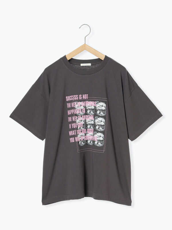 セール】 フォトプリントオーバーシルエットTシャツ（オフホワイト