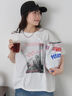 プリントタックTシャツ（オフホワイト/ブラック/ピンク/サックスブルー）｜ehka sopo（エヘカソポ）通販