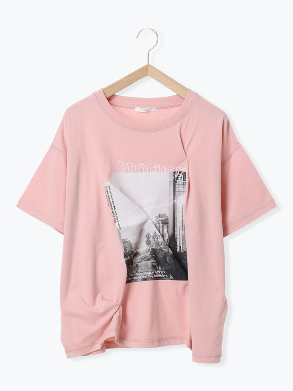 プリントタックTシャツ（ピンク）｜ehka sopo（エヘカソポ）通販