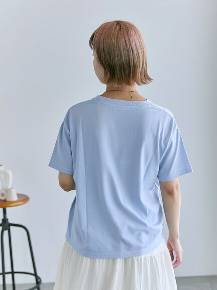 プリントタックTシャツ（オフホワイト/ブラック/ピンク/サックスブルー）｜ehka sopo（エヘカソポ）通販