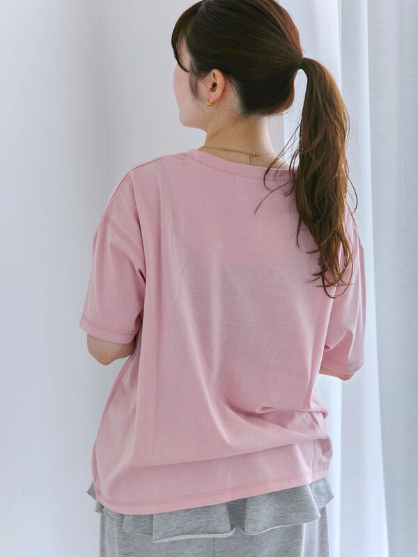 セール】 プリントタックTシャツ（オフホワイト/ブラック/ピンク