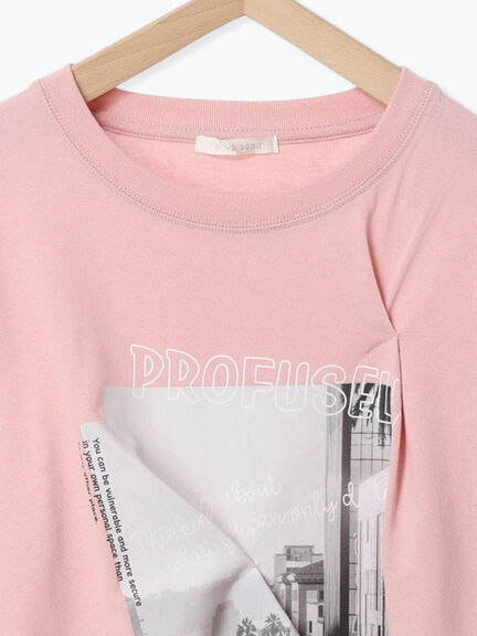 プリントタックTシャツ（オフホワイト/ブラック/ピンク/サックスブルー）｜ehka sopo（エヘカソポ）通販