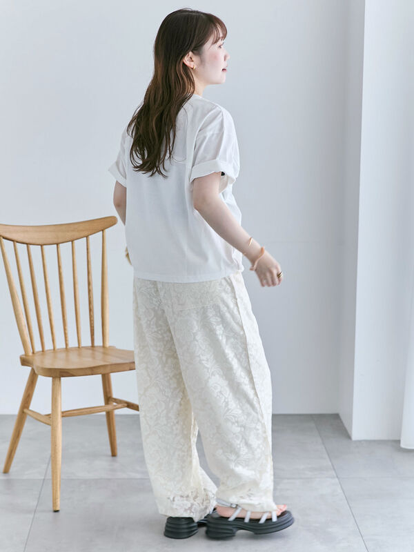 セール】 ドロストTシャツ（オフホワイト/チャコールグレー