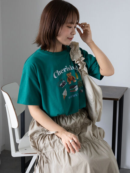 フォトプリントTシャツ（オフホワイト/グリーン/ネイビー）｜ehka sopo（エヘカソポ）通販