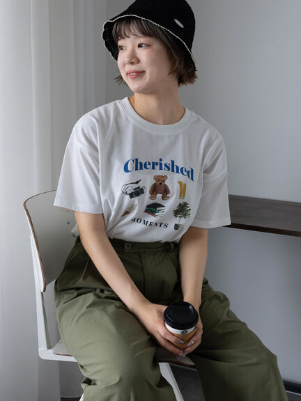 フォトプリントTシャツ（オフホワイト/グリーン/ネイビー）｜ehka sopo（エヘカソポ）通販