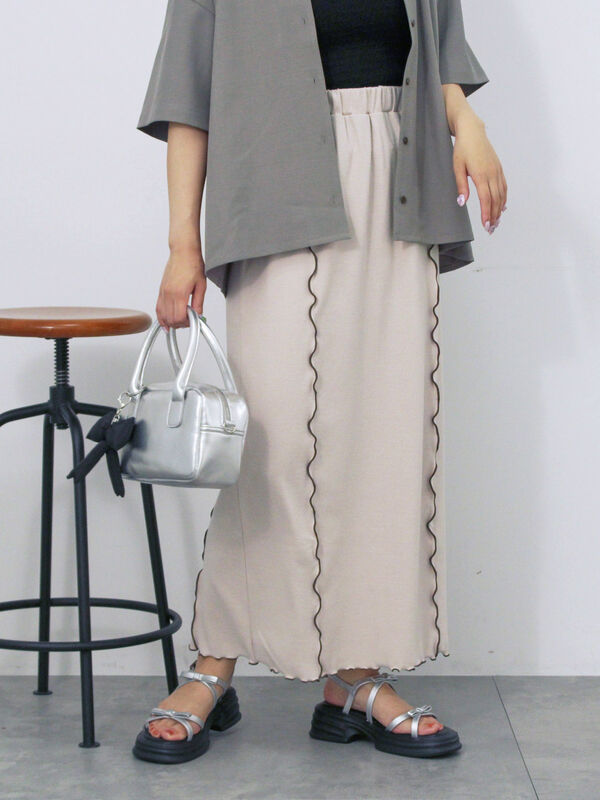 セール】 メローナロースカート（チャコールグレー/ライトベージュ