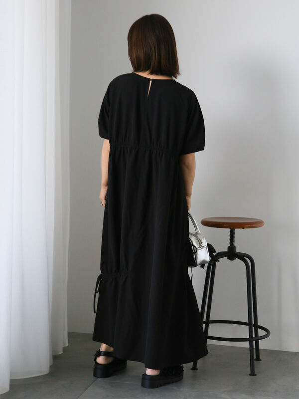 セール】 ドロスト切り替えワンピース（オフホワイト/ブラック