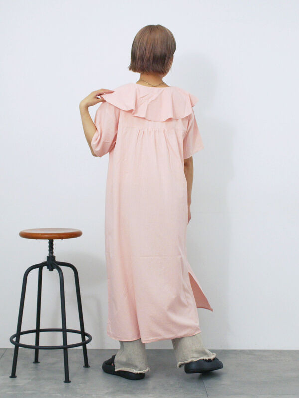 セール】 ラッフルフリルワンピース（オフホワイト/ブラック/ピンク