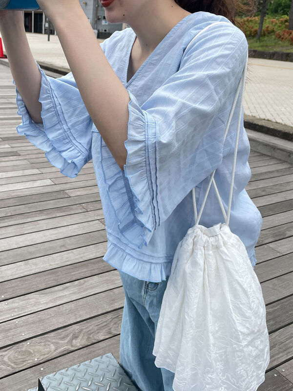 ホワイト フリル袖 Tシャツ セットアップ ホワイト フリル袖 Tシャツ セットアップ