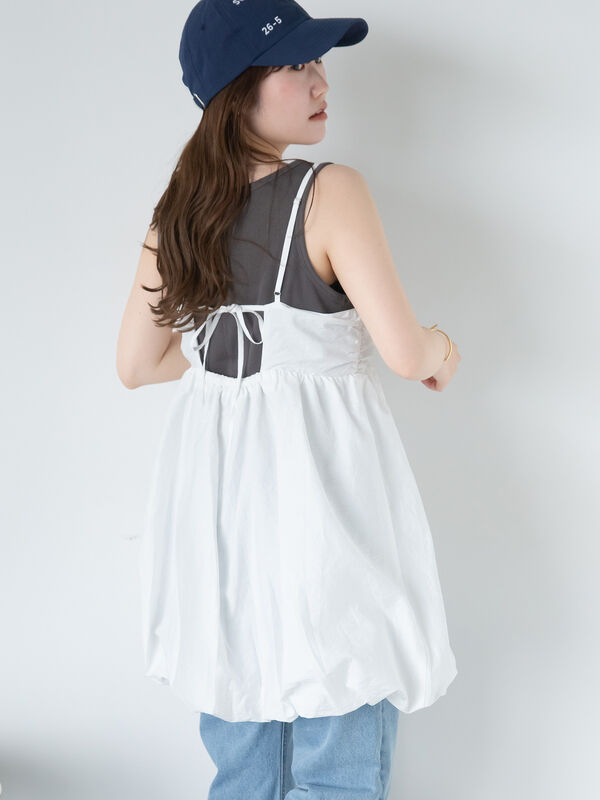 セール】 バルーンミニキャミワンピース（オフホワイト/ブラック