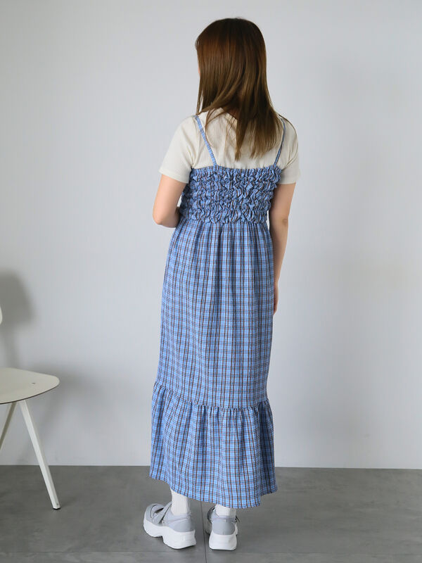 セール】 チェックシャーリングキャミワンピース（イエロー/グリーン