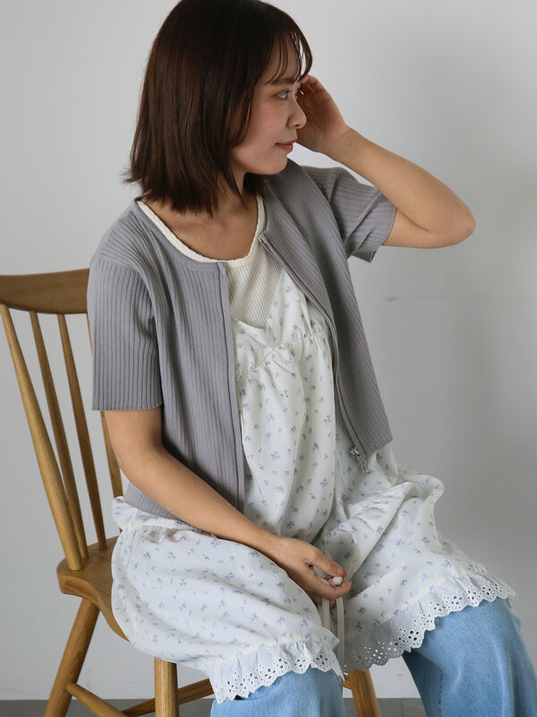 sacai】ニット×シフォン ミニドレス ミニワンピース ワンピース