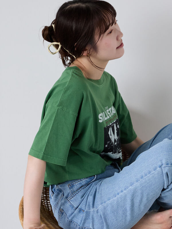 セール】 バンドプリントTシャツ（オフホワイト/チャコールグレー