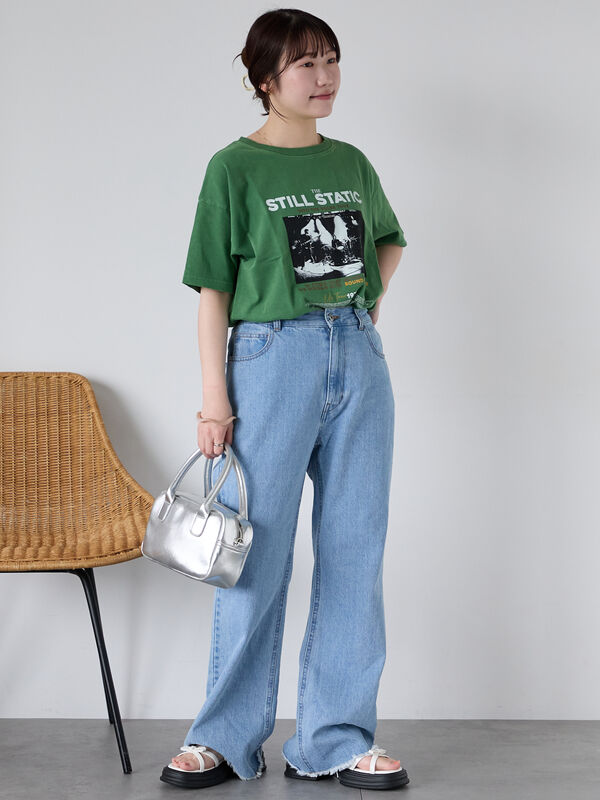 セール】 バンドプリントTシャツ（オフホワイト/チャコールグレー