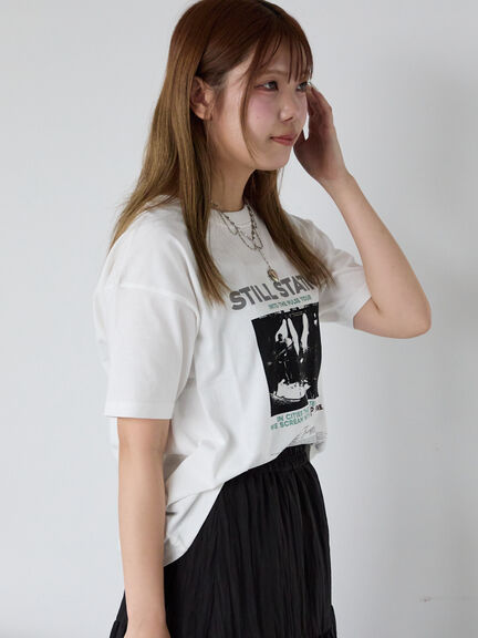 バンドプリントTシャツ（オフホワイト/チャコールグレー/グリーン/ブルー）｜ehka sopo（エヘカソポ）通販