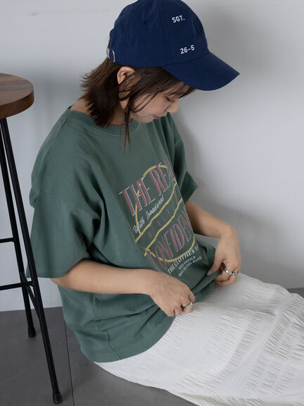 ロゴプリントオーバーサイズTシャツ（オフホワイト/チャコールグレー/ミント/サックスブルー）｜ehka sopo（エヘカソポ）通販