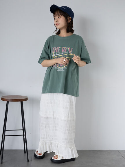 ロゴプリントオーバーサイズTシャツ（オフホワイト/チャコールグレー/ミント/サックスブルー）｜ehka sopo（エヘカソポ）通販