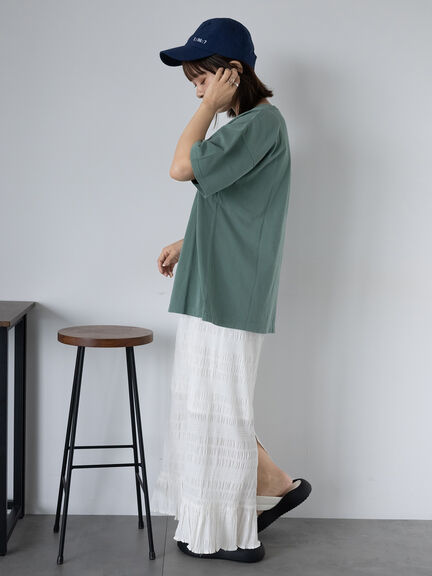 ロゴプリントオーバーサイズTシャツ（オフホワイト/チャコールグレー/ミント/サックスブルー）｜ehka sopo（エヘカソポ）通販