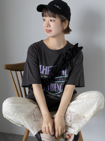 ロゴプリントオーバーサイズTシャツ（オフホワイト/チャコールグレー/ミント/サックスブルー）｜ehka sopo（エヘカソポ）通販