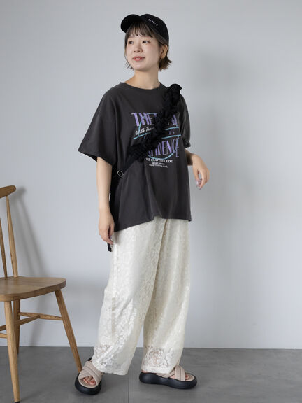 ロゴプリントオーバーサイズTシャツ（オフホワイト/チャコールグレー/ミント/サックスブルー）｜ehka sopo（エヘカソポ）通販