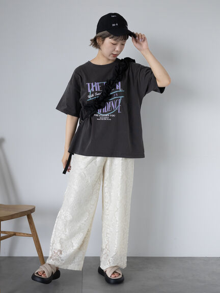 ロゴプリントオーバーサイズTシャツ（オフホワイト/チャコールグレー/ミント/サックスブルー）｜ehka sopo（エヘカソポ）通販