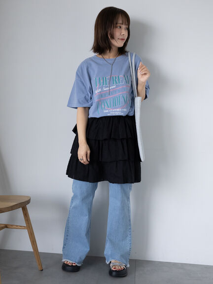 ロゴプリントオーバーサイズTシャツ（オフホワイト/チャコールグレー/ミント/サックスブルー）｜ehka sopo（エヘカソポ）通販