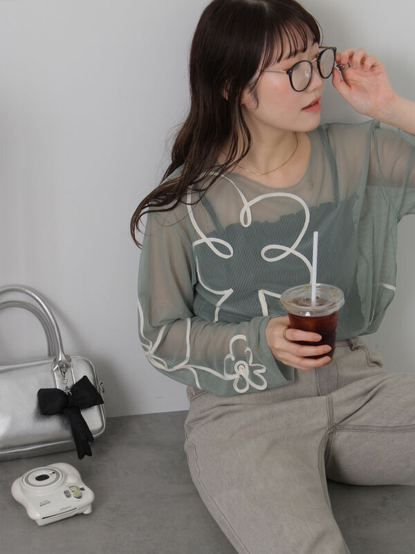 ◎コード刺繍シアープルオーバー（グリーン）｜ehka sopo（エヘカソポ）通販