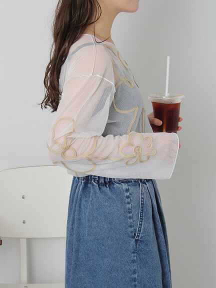 ◎コード刺繍シアープルオーバー（オフホワイト/ブラック/ピンク/グリーン）｜ehka sopo（エヘカソポ）通販