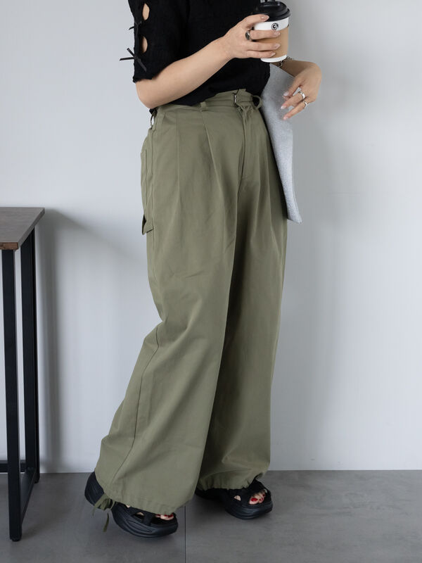 セール】 ◎裾ドロストペインターパンツ（ブラック/カーキ/キナリ