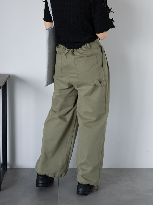 セール】 ◎裾ドロストペインターパンツ（ブラック/カーキ/キナリ