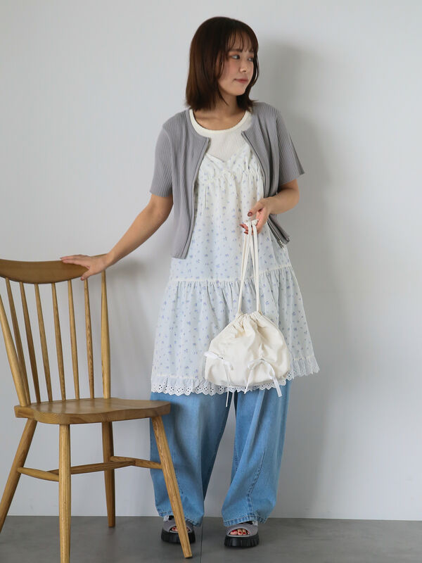 セール】 ジップアップカーディガン（グレー/ブラック/ピンク/キナリ