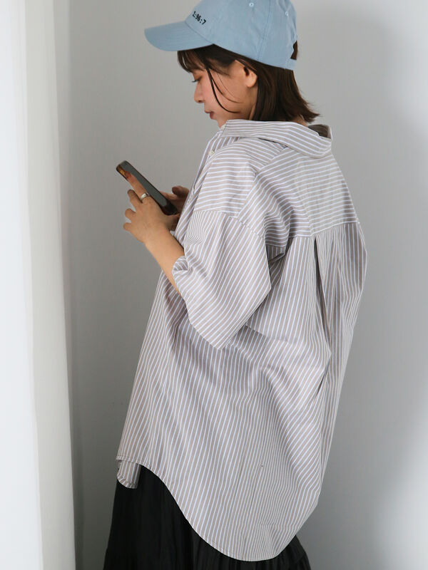 WAKE. ストライプオーバーサイズTシャツ白 ストライプオーバーサイズシャツ(1 WHITE): : メンズ｜CITY