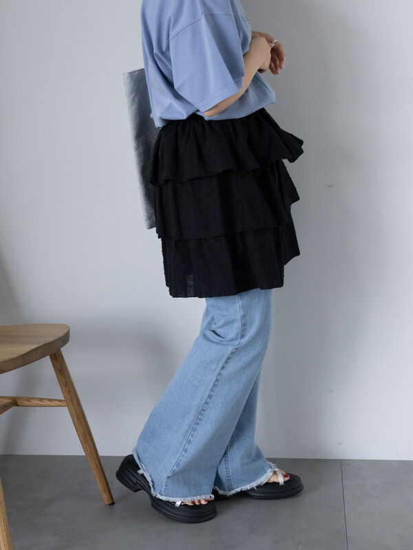 セール】 フレアデニムパンツ（グレー/サックスブルー/ブルー