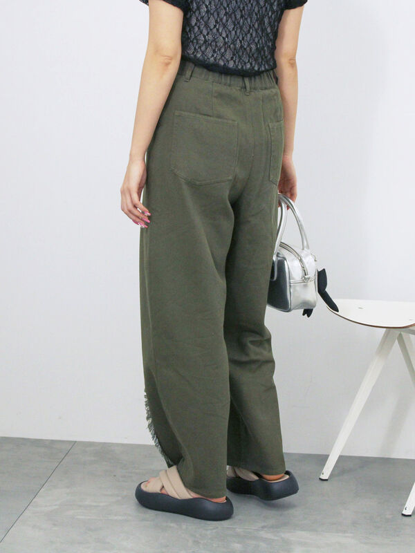 セール】 フリンジパンツ（モカ/カーキ/キナリ/ボトムス/パンツ