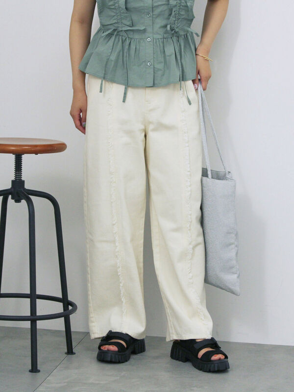 セール】 フリンジパンツ（モカ/カーキ/キナリ/ボトムス/パンツ