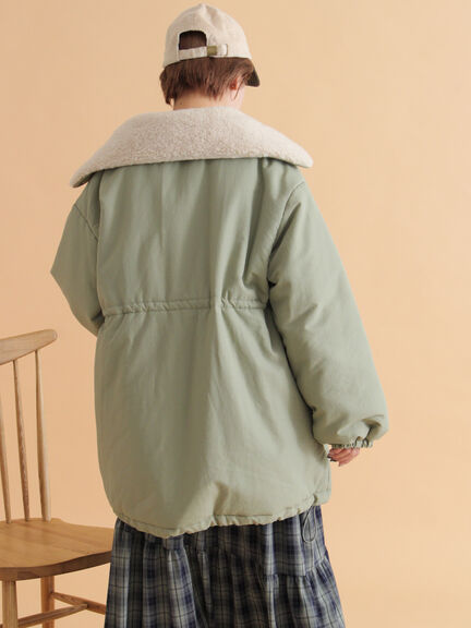 襟ボア中綿ジャケット（ブラック/カーキ/キナリ）｜ehka sopo（エヘカソポ）通販