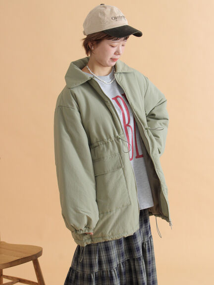 襟ボア中綿ジャケット（ブラック/カーキ/キナリ）｜ehka sopo（エヘカソポ）通販