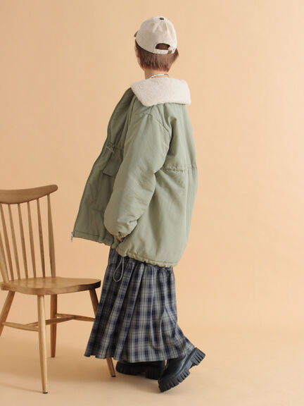 襟ボア中綿ジャケット（ブラック/カーキ/キナリ）｜ehka sopo（エヘカソポ）通販