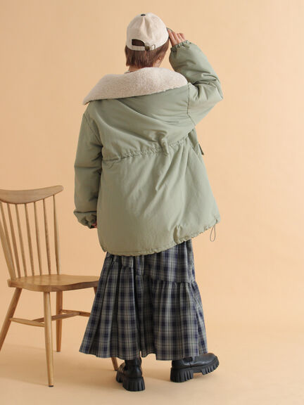 襟ボア中綿ジャケット（ブラック/カーキ/キナリ）｜ehka sopo（エヘカソポ）通販