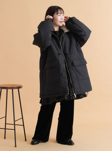 襟ボア中綿ジャケット（ブラック/カーキ/キナリ）｜ehka sopo（エヘカソポ）通販