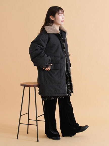 襟ボア中綿ジャケット（ブラック/カーキ/キナリ）｜ehka sopo（エヘカソポ）通販