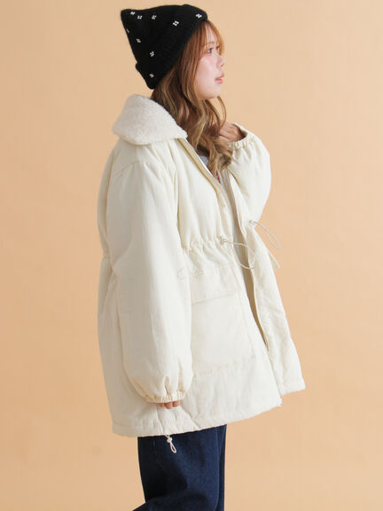 襟ボア中綿ジャケット（ブラック/カーキ/キナリ）｜ehka sopo（エヘカソポ）通販