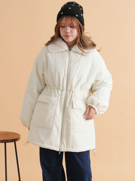 襟ボア中綿ジャケット（ブラック/カーキ/キナリ）｜ehka sopo（エヘカソポ）通販