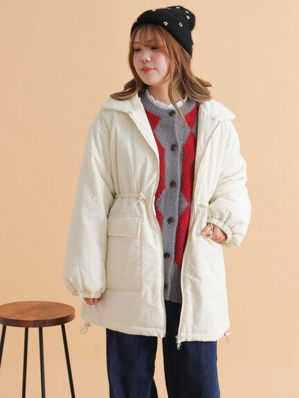 襟ボア中綿ジャケット（ブラック/カーキ/キナリ）｜ehka sopo（エヘカソポ）通販