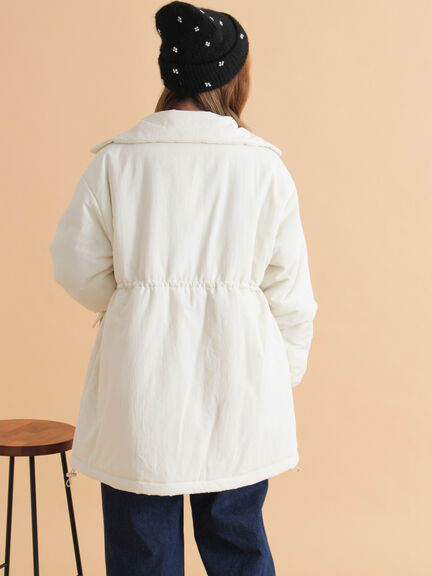 襟ボア中綿ジャケット（ブラック/カーキ/キナリ）｜ehka sopo（エヘカソポ）通販