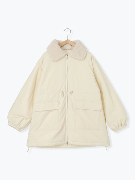 襟ボア中綿ジャケット（ブラック/カーキ/キナリ）｜ehka sopo（エヘカソポ）通販