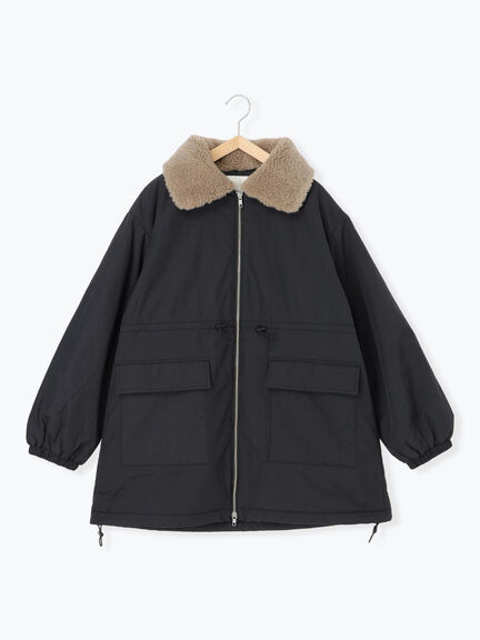 襟ボア中綿ジャケット（ブラック/カーキ/キナリ）｜ehka sopo（エヘカソポ）通販